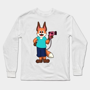 Fox as Hairdresser with Hairdryer Long Sleeve T-Shirt